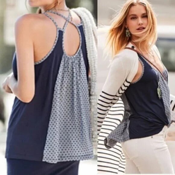 CAbi 5202 Navy Cross Back Tank Top- Size XS - Picture 1 of 10